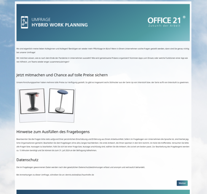 Screenshot Office 21 Befragung Hybrid Work Planning